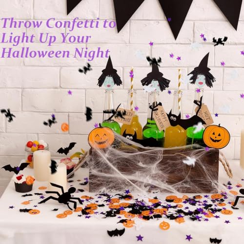 Halloween Confetti Assortment - Orange Pumpkin Ghost Bat Sprinkles for Party Decor - 15g