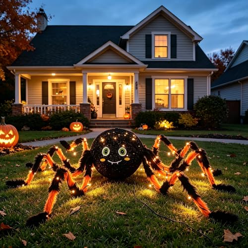 Halloween Spider with Lights 54 Inch Yard & Porch Decoration