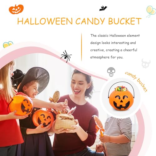 Halloween Pumpkin Buckets Pack of 2 - Trick or Treat Candy Holders for Kids