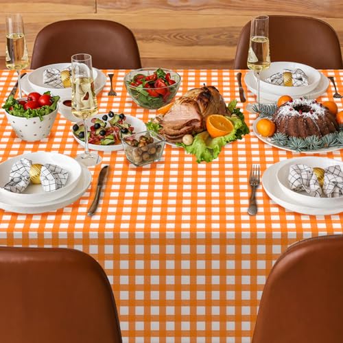 Orange Gingham Tablecloth Set - 12 Pack 54x108 Inches Fall Picnic Decor Variation of THIS listing: Orange / 12