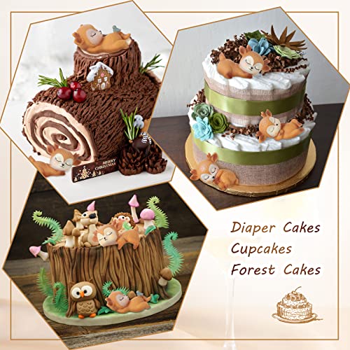 12 Pieces Deer Cake Toppers Set Woodland Animal Figurines for Baby Shower & Birthday