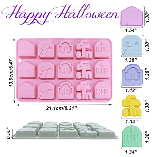 Tombstone Silicone Mold 15 Cavity Halloween Cake Decorations - Style 3