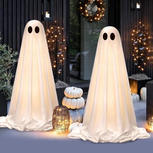Extra Large Light Up Ghost Halloween Decorations with Scary Sounds - Outdoor Indoor Spooky Set