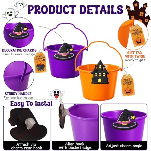 Halloween Party Favors Buckets for Kids 12 Pack with Charms & Accessories