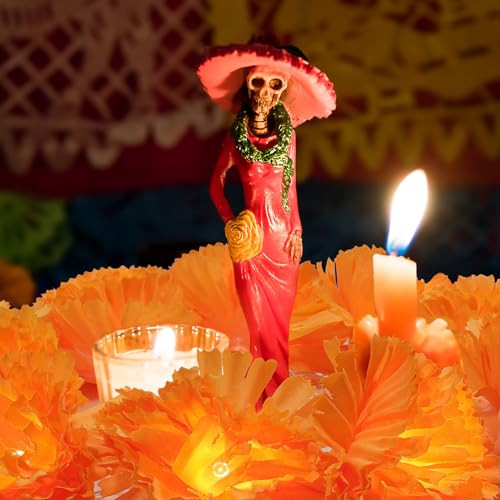 3 Pack LED Marigold Garland String Lights - 10 Ft 20 LEDs for Day of the Dead Halloween Diwali