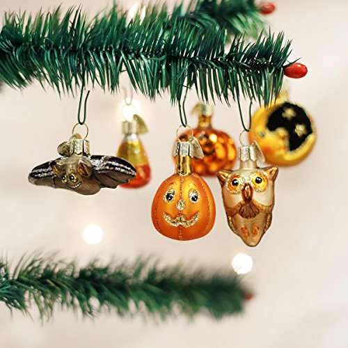 Halloween Glass Blown Ornament Set - Miniature Harvest Themed Tree Decorations, Handcrafted Holiday Collection