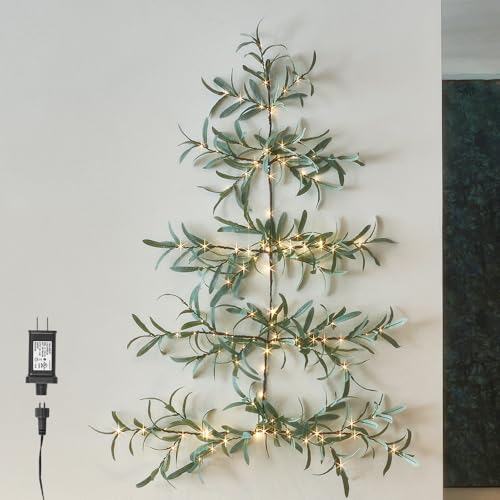 Lighted Olive Wall Tree with Timer - 3.5FT Fairy Lights Garland for Indoor Outdoor Decor