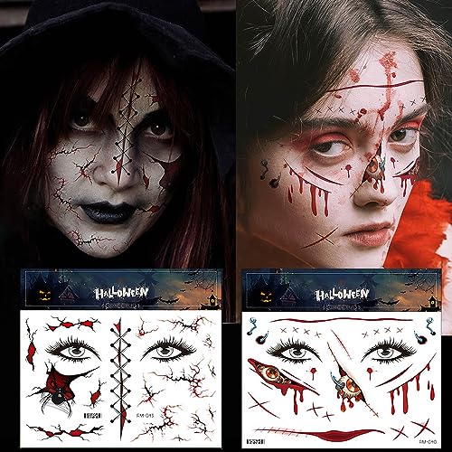 Fake Tattoos Set 260+ Designs for Halloween Face & Body - Waterproof & Safe