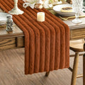 Caramel Plush Faux Fur Jacquard Table Runner 13x72 Inch Holiday Decor
