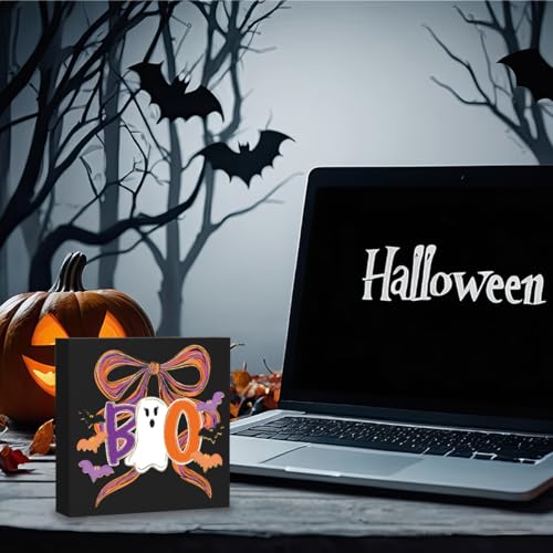 Halloween Ghost Decor with Pink Bow - Spooky Season Holiday Decorations
