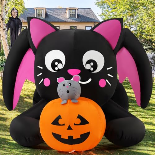 Halloween Black Cat Inflatable Decoration with LED Lights - Outdoor Yard Decor