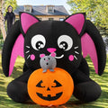 5 Ft Halloween Inflatable Cat with Pumpkin Outdoor Decor, LED Lights