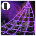 Purple Outdoor Spider Web Lights - 16.4Ft Waterproof 550 LEDs, 8 Modes Halloween Decoration