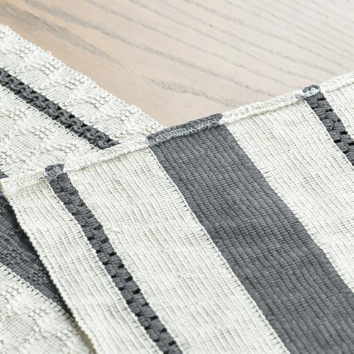 Dark Green Rustic Woven Table Runner 12x72 Inch - Polyester Cotton Home Decor