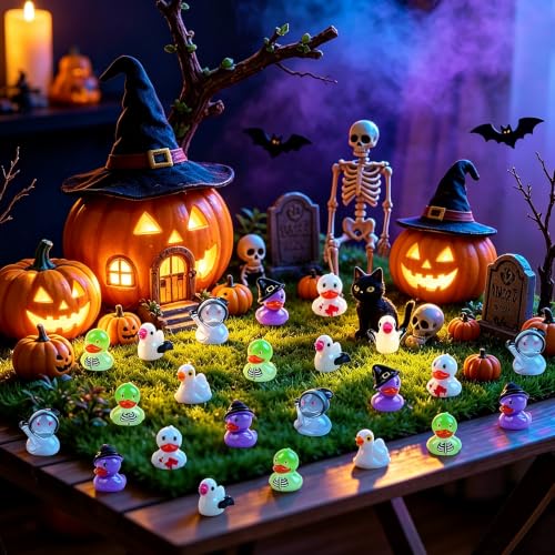 36 Pack Halloween Mini Resin Duck Figurines - Spooky Holiday Decor