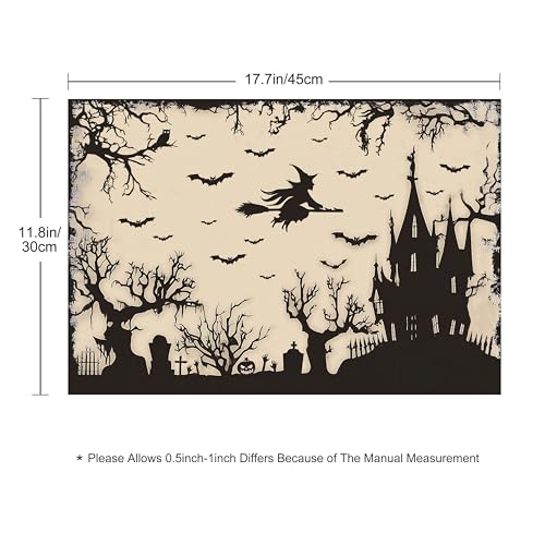 Halloween Witch Castle Placemats Set of 4 Washable Dining Table Decor - Mutakin