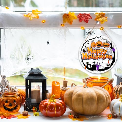 Cute Pumpkin Halloween Door Sign - Happy Halloween Front Door Decor