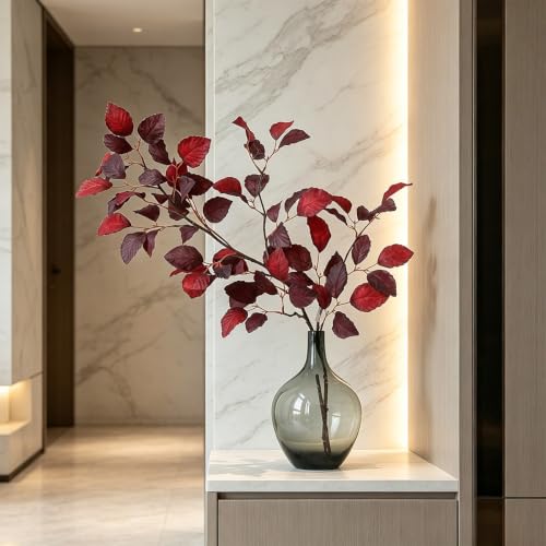 Fall Eucalyptus Stems Artificial 39 Inch - Amaranth Leaves, Pack of 3