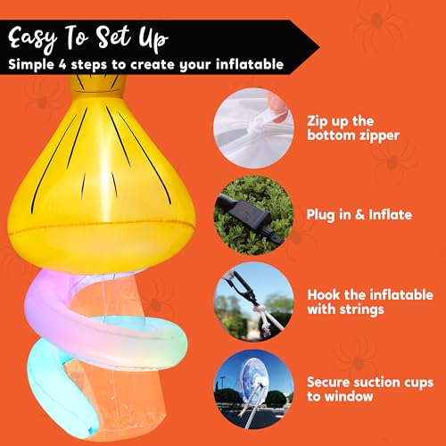 5FT Inflatable Halloween Witch with Glowing Broomstick and LED Lights - Indoor Outdoor Decor