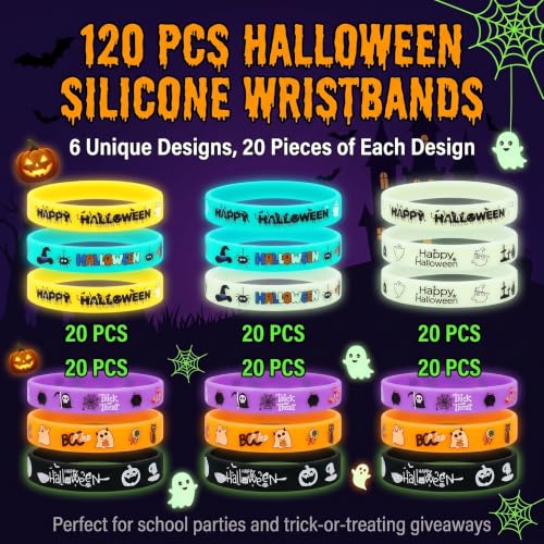 Halloween Rubber Bracelets Bulk Party Favors Wristbands - Set of 50