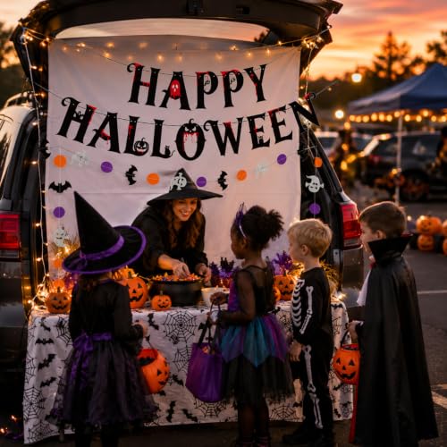 Halloween Black Bat Ghost Banner & Garland Set - Indoor Party Decorations