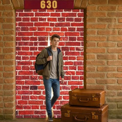 Wizard Door Party Backdrop Banner - Enchanting Brick Wall Decoration for Magical Themed Events