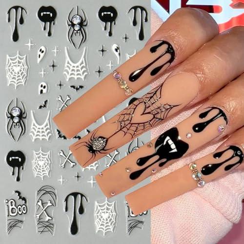 Halloween Nail Stickers Spider Variation - Self-Adhesive Nail Art Decals for DIY Manicure