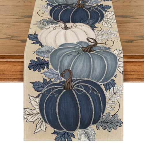 Blue 13x72 Inch Fall Table Runner – Polyester Home Decor for Dining & Events