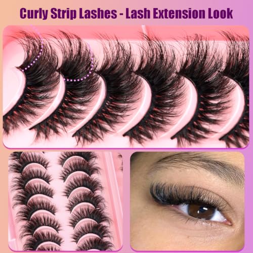 Fluff Cat Eye False Lashes - 20 Pairs Mink Lashes Fluffy Wispy 20MM Bold Glam