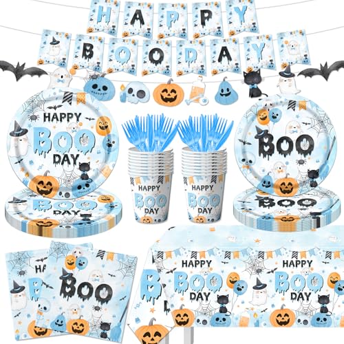 Blue Halloween Boo Day Party Decorations Set - 142 Pieces for Kids & Celebrations
