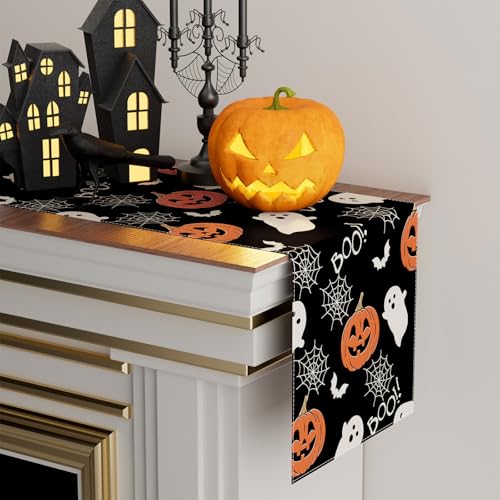 Halloween Ghost Pumpkin Table Runner - 13x36 Inch Festive Decor - XCHI