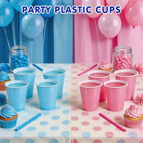 Gender Reveal Plastic Cups 12oz Pack of 50 - Pink & Blue Party Supplies