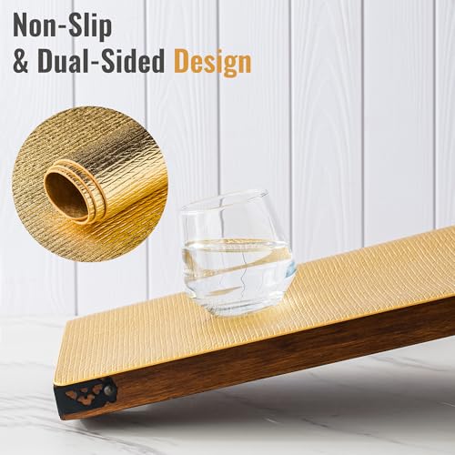 Faux Leather Placemats Set of 8 - Waterproof & Easy-Clean Gold Table Mats