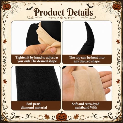 Halloween Witch Hat Centerpieces Set - 6 Pcs, 3 Sizes with Gauze Ribbon - A Style