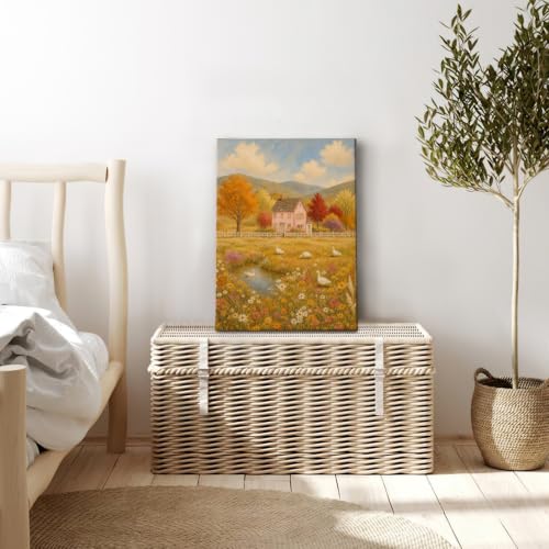 Rustic Fall Duck Floral Wall Art Canvas Framed Painting 11x14 - Variation of Floral