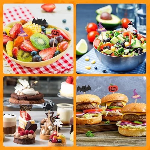 Wood Halloween Picks for Appetizers and Cocktails - 200PCS, Fall Party Decor