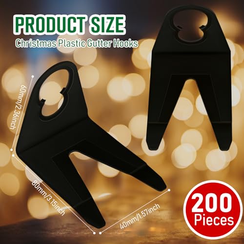 Black Christmas Light Clips 200 Pcs for C7 C9 Bulbs - Outdoor Shingle Light Mounts