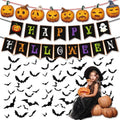 Halloween 3D Bat Wall & Window Stickers Set with Banners - Reusable Party Decorations