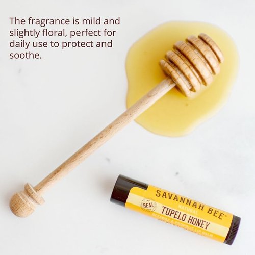 Savannah Bee Company Beeswax Lip Balm - Natural Tupelo Honey, 0.15 Ounce | Pack of 4