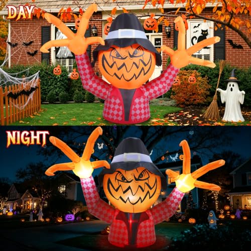 Halloween Inflatable Pumpkin Monster with Fingers - 6.9FT Yard Decor - Variation: Pumpkin Monster