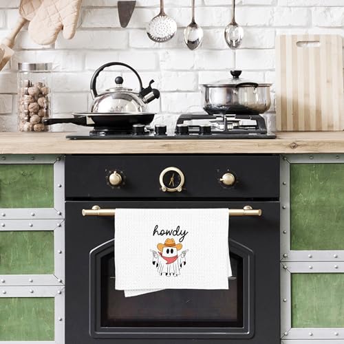 WFSM Ghost Cowboy Halloween Kitchen & Bathroom Towels - Howdy Ghost - 16x24 Inches