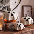 Halloween Ghost Pumpkin Decor Set - 3 Resin Figurines 7, 6 & 5 Inches - AceOrbit