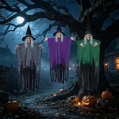 Halloween Hanging Witch Decorations - Set of 3, 59 Inches Outdoor Decor