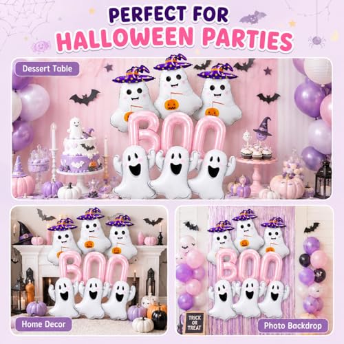 Pink Halloween Ghost Balloon Set - 9 Piece Cute Spooky Party Decor