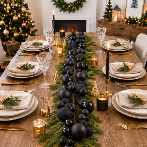 Black Christmas Garland 6 Ft Pack of 2 - Elegant Shimmering Holiday Decor