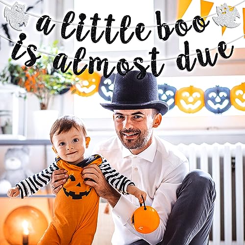 Halloween Baby Shower Banner - 'A Little Boo is Almost Due' Decoration, Fall Themed Party Decor