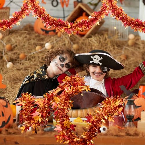 20ft Maple Leaf Tinsel Garland for Autumn Thanksgiving Halloween Decorations