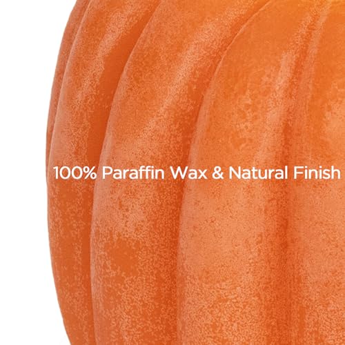 Flickering Flameless Pumpkin LED Candle - Orange Fall Decor, 4.9"H