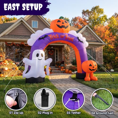 10.5FT Halloween Inflatable Pumpkin Archway for Outdoor Yard Decorations