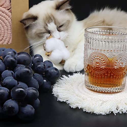 Beige Handmade Boho Coasters Set - 4pcs 7.4in Drink Protectors